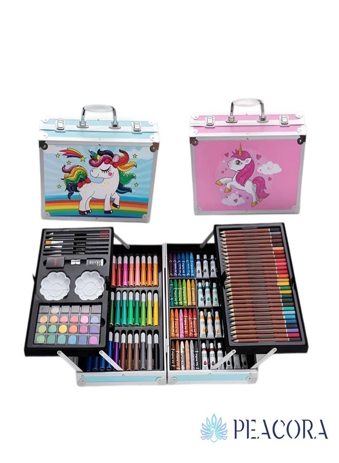 PEACORA Deluxe 145 Piece Unicorn Art & Craft Drawing Set Painting Suitcase Box Birthday Gift for Kids Unleash Your Inner Artist (Unicorn Design) - Image 4